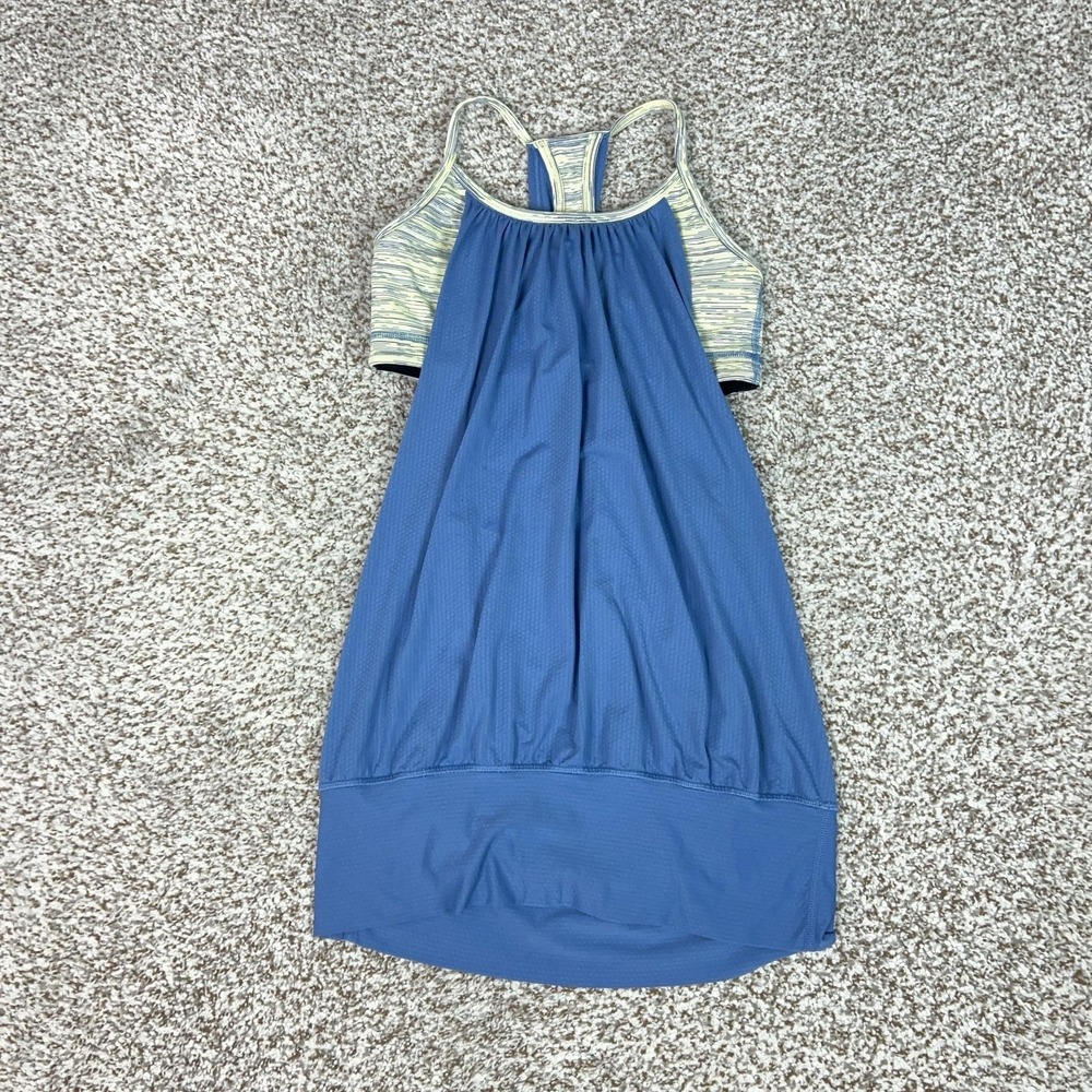 Lululemon Tank Top Womens 4 Blue Built In Bra Mesh Racerback Yoga Gym Running